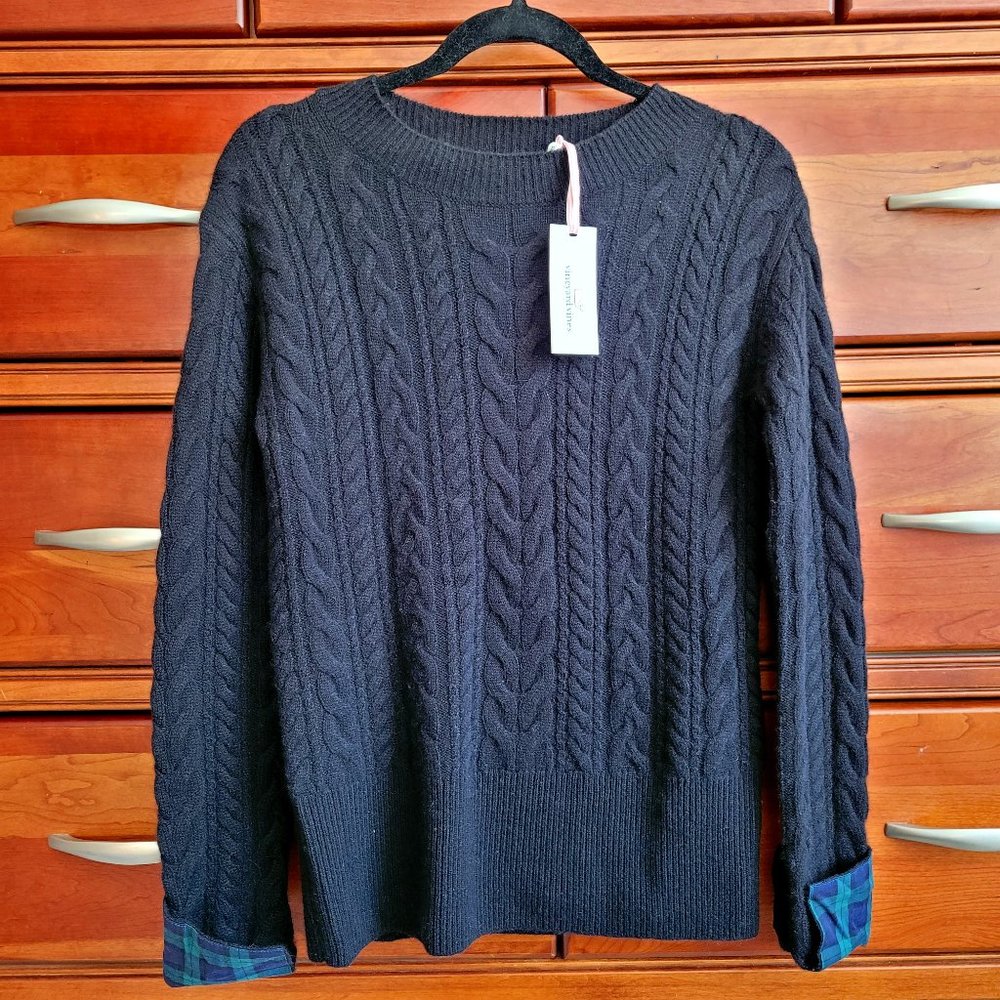 NWT Vineyard Vines Blackwatch Cuff Black Cashmere Cable Sweater (Size XS)